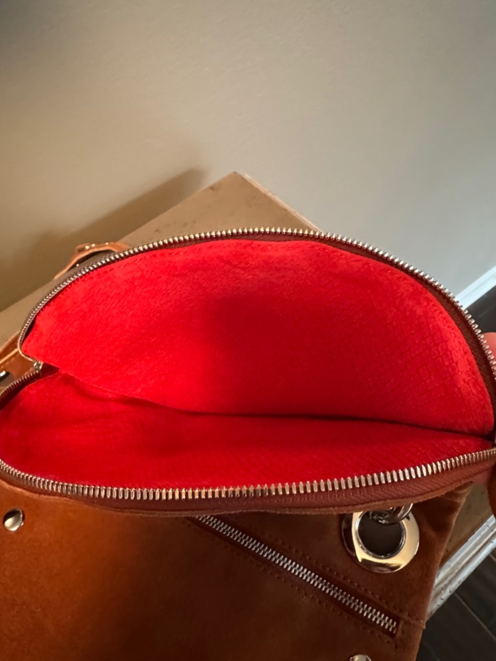 Hammitt Rust Suede Crossbody with Silver Hardware - Picture 6 of 16